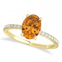 Oval Citrine & Diamond Hidden Halo Engagement Ring 18k Yellow Gold (0.76ct)