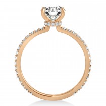 Oval Lab Grown Diamond Hidden Halo Engagement Ring 14k Rose Gold (1.00ct)