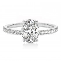 Oval Lab Grown Diamond Hidden Halo Engagement Ring 18k White Gold (1.00ct)