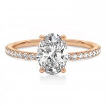 Oval Lab Grown Diamond Hidden Halo Engagement Ring 18k Rose Gold (0.76ct)