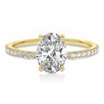 Oval Lab Grown Diamond Hidden Halo Engagement Ring 18k Yellow Gold (0.76ct)