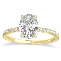 Oval Lab Grown Diamond Hidden Halo Engagement Ring 18k Yellow Gold (0.76ct)