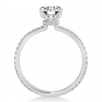 Oval Lab Grown Diamond Hidden Halo Engagement Ring 18k White Gold (3.00ct)