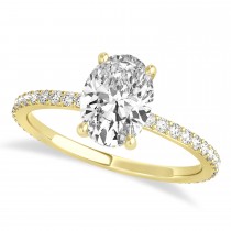 Oval Lab Grown Diamond Hidden Halo Engagement Ring 18k Yellow Gold (3.00ct)