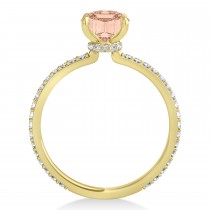 Oval Morganite & Diamond Hidden Halo Engagement Ring 14k Yellow Gold (0.76ct)