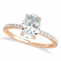 Oval Moissanite & Diamond Hidden Halo Engagement Ring 14k Rose Gold (0.76ct)