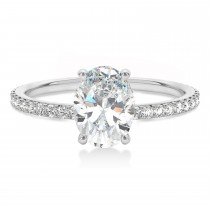 Oval Moissanite & Diamond Hidden Halo Engagement Ring 14k White Gold (0.76ct)