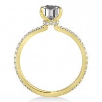 Oval Moissanite & Diamond Hidden Halo Engagement Ring 14k Yellow Gold (0.76ct)