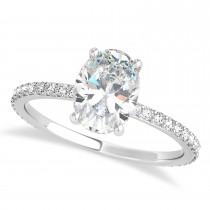 Oval Moissanite & Diamond Hidden Halo Engagement Ring Palladium (0.76ct)