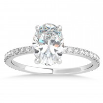 Oval Moissanite & Diamond Hidden Halo Engagement Ring Platinum (0.76ct)