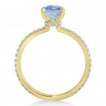 Oval Moonstone & Diamond Hidden Halo Engagement Ring 14k Yellow Gold (0.76ct)