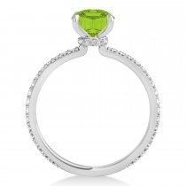 Oval Peridot & Diamond Hidden Halo Engagement Ring 18k White Gold (0.76ct)