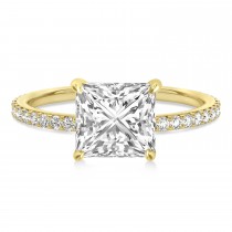 Princess Diamond Hidden Halo Engagement Ring 18k Yellow Gold (0.89ct)