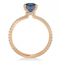 Princess Gray Spinel & Diamond Hidden Halo Engagement Ring 18k Rose Gold (0.89ct)