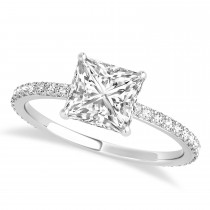 Princess Lab Grown Diamond Hidden Halo Engagement Ring 14k White Gold (0.89ct)