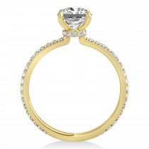 Princess Lab Grown Diamond Hidden Halo Engagement Ring 18k Yellow Gold (0.89ct)