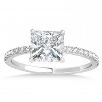 Princess Moissanite & Diamond Hidden Halo Engagement Ring Palladium (0.89ct)