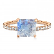 Princess Moonstone & Diamond Hidden Halo Engagement Ring 18k Rose Gold (0.89ct)