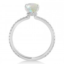 Princess Opal & Diamond Hidden Halo Engagement Ring 14k White Gold (0.89ct)