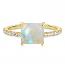 Princess Opal & Diamond Hidden Halo Engagement Ring 14k Yellow Gold (0.89ct)