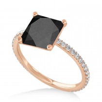 Princess Onyx & Diamond Hidden Halo Engagement Ring 14k Rose Gold (0.89ct)