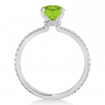 Princess Peridot & Diamond Hidden Halo Engagement Ring Platinum (0.89ct)