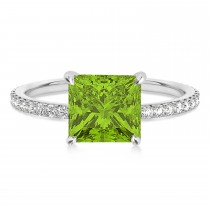 Princess Peridot & Diamond Hidden Halo Engagement Ring Platinum (0.89ct)