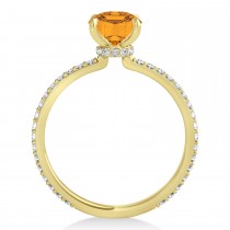 Round Citrine & Diamond Hidden Halo Engagement Ring 14k Yellow Gold (1.68ct)