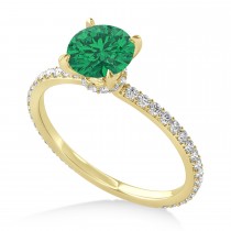 Round Emerald & Diamond Hidden Halo Engagement Ring 18k Yellow Gold (1.68ct)
