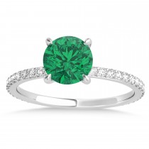 Round Emerald & Diamond Hidden Halo Engagement Ring Palladium (1.68ct)