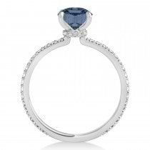 Round Gray Spinel & Diamond Hidden Halo Engagement Ring 14k White Gold (1.68ct)