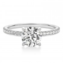 Round Lab Grown Diamond Hidden Halo Engagement Ring 14k White Gold (1.00ct)