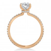 Round Lab Grown Diamond Hidden Halo Engagement Ring 18k Rose Gold (0.75ct)