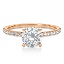 Round Moissanite & Diamond Hidden Halo Engagement Ring 14k Rose Gold (1.68ct)