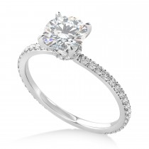 Round Moissanite & Diamond Hidden Halo Engagement Ring 14k White Gold (1.68ct)