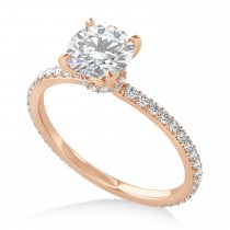 Round Moissanite & Diamond Hidden Halo Engagement Ring 18k Rose Gold (1.68ct)
