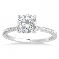 Round Moissanite & Diamond Hidden Halo Engagement Ring 18k White Gold (1.68ct)