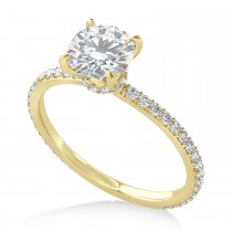 Round Moissanite & Diamond Hidden Halo Engagement Ring 18k Yellow Gold (1.68ct)