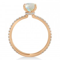 Round Opal & Diamond Hidden Halo Engagement Ring 14k Rose Gold (1.68ct)