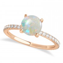 Round Opal & Diamond Hidden Halo Engagement Ring 18k Rose Gold (1.68ct)