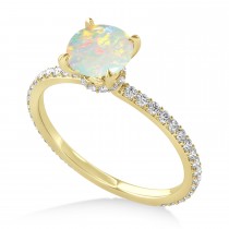 Round Opal & Diamond Hidden Halo Engagement Ring 18k Yellow Gold (1.68ct)