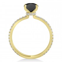 Round Onyx & Diamond Hidden Halo Engagement Ring 14k Yellow Gold (1.68ct)