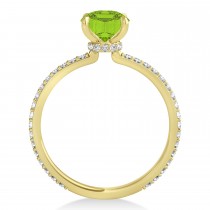 Round Peridot & Diamond Hidden Halo Engagement Ring 14k Yellow Gold (1.68ct)