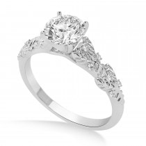 Diamond Floral Vine Engagement Ring 14k White Gold (0.05ct)