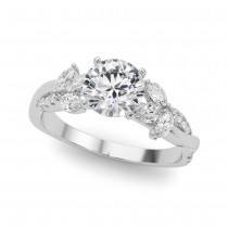 Diamond with Marquise Leaf Engagement Ring 14K White Gold (0.50ct)