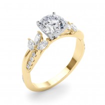 Diamond with Marquise Leaf Engagement Ring 14K Yellow Gold (0.50ct)