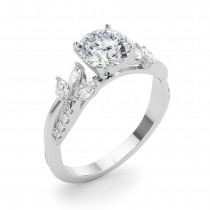Diamond with Marquise Leaf Engagement Ring in Platinum (0.50ct)