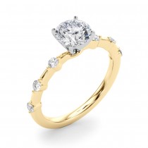 Diamond Accented Scalloped Engagement Ring 14K Yellow Gold (0.20ct)