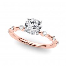 Diamond Accented Scalloped Engagement Ring 18K Rose Gold (0.20ct)
