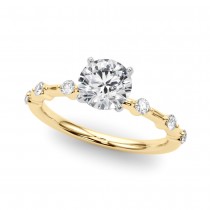 Diamond Accented Scalloped Engagement Ring 18K Yellow Gold (0.20ct)